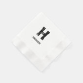 MINIMALIST BLACK ONE LETTER MONOGRAM NAME WHITE SERVIETTE (Ecke)