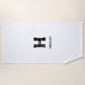MINIMALIST BLACK ONE LETTER MONOGRAM NAME WHITE STRANDTUCH (Vorderseite)