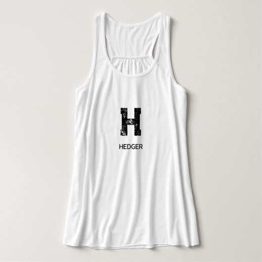 MINIMALIST BLACK ONE LETTER MONOGRAM NAME WHITE TANK TOP (Design Vorderseite)