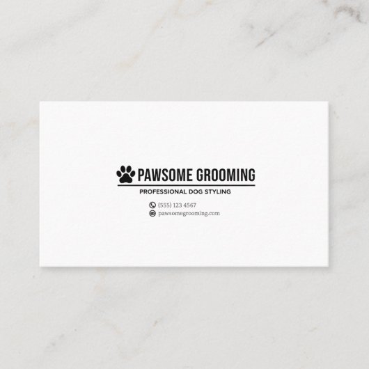 Minimalist Black Paw Logo Professional Dog Groomin Visitenkarte (Vorderseite)