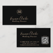 Minimalist Black Peach Scan Code Business Card Visitenkarte (Vorne/Hinten)