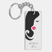 Minimalist Black Pink Makeup Artist Beauty Girl QR Schlüsselanhänger (Vorderseite links)