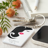 Minimalist Black Pink Makeup Artist Beauty Girl QR Schlüsselanhänger (Vorderseite rechts)