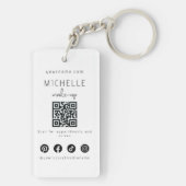 Minimalist Black Pink Makeup Artist Beauty Girl QR Schlüsselanhänger (Rückseite)