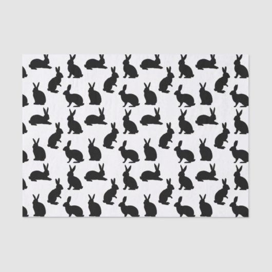 Minimalist Black Rabbit Shapes Pattern For Easter Seidenpapier (Vorderseite)