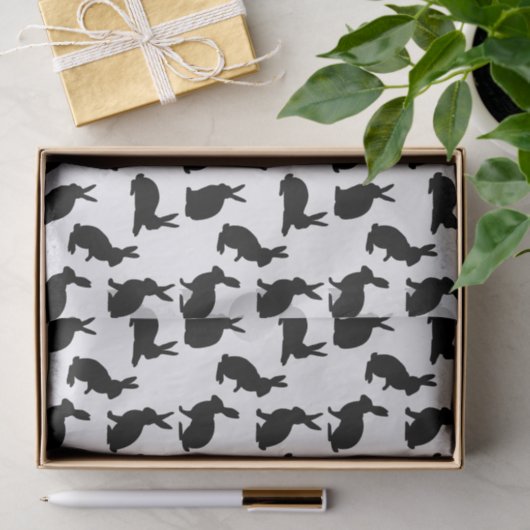 Minimalist Black Rabbit Shapes Pattern For Easter Seidenpapier (Geschenk)