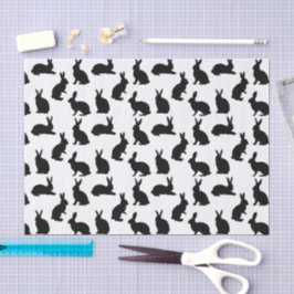 Minimalist Black Rabbit Shapes Pattern For Easter Seidenpapier