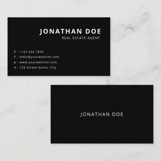 Minimalist Black Realtor Professional  Visitenkarte (Vorne/Hinten)