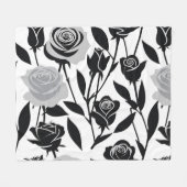 Minimalist Black Roses With Light Gray Stems Fleecedecke (Vorderseite (Horizontal))