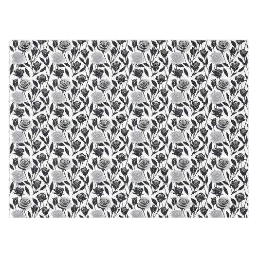 Minimalist Black Roses With Light Gray Stems Tischdecke (Vorderseite (Horizontal))