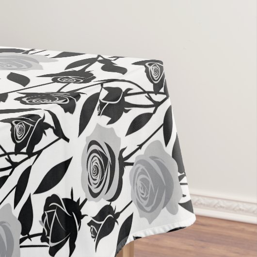 Minimalist Black Roses With Light Gray Stems  Tischdecke (Beispiel)