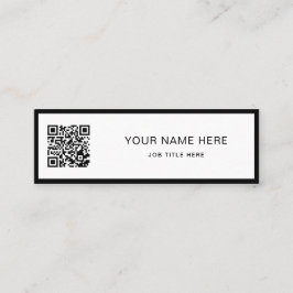 Minimalist Black Script QR White Calling Card Telefonnummerkarte