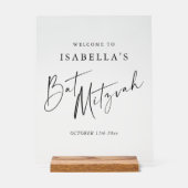Minimalist Black Text Bat Mitzvah Clear Welcome Acrylschild (Vorderseite)