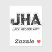 MINIMALIST BLACK THREE LETTER MONOGRAM NAME CLEAR AUFKLEBER (Blatt)