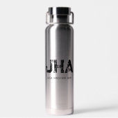 MINIMALIST BLACK THREE LETTER MONOGRAM NAME SILVER TRINKFLASCHE (Rückseite)