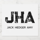 MINIMALIST BLACK THREE LETTER MONOGRAM NAME WHITE ALKOHOLFLASCHENETIKETT (Einzelnes Label)