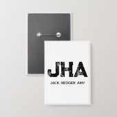 MINIMALIST BLACK THREE LETTER MONOGRAM NAME WHITE BUTTON (Vorderseite/Rückseite)