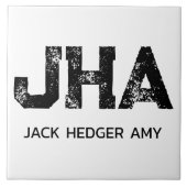 MINIMALIST BLACK THREE LETTER MONOGRAM NAME WHITE FLIESE (Vorderseite)