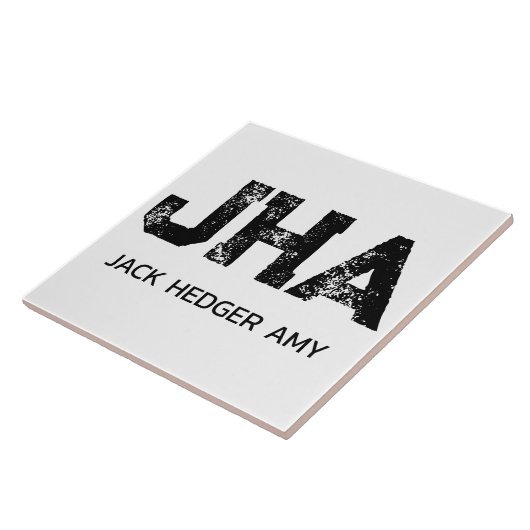 MINIMALIST BLACK THREE LETTER MONOGRAM NAME WHITE FLIESE (Seite)