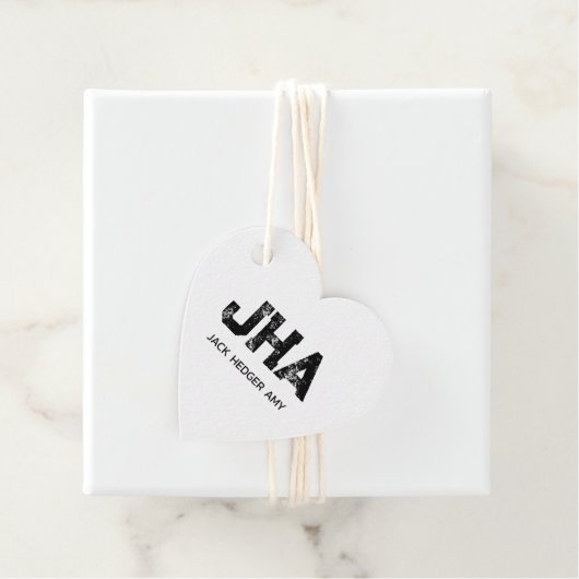 MINIMALIST BLACK THREE LETTER MONOGRAM NAME WHITE GESCHENKANHÄNGER (Beispiel)