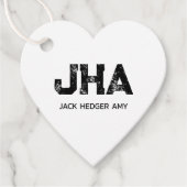 MINIMALIST BLACK THREE LETTER MONOGRAM NAME WHITE GESCHENKANHÄNGER (Vorderseite)