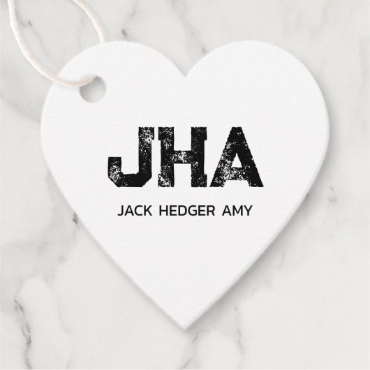 MINIMALIST BLACK THREE LETTER MONOGRAM NAME WHITE GESCHENKANHÄNGER (Vorderseite)