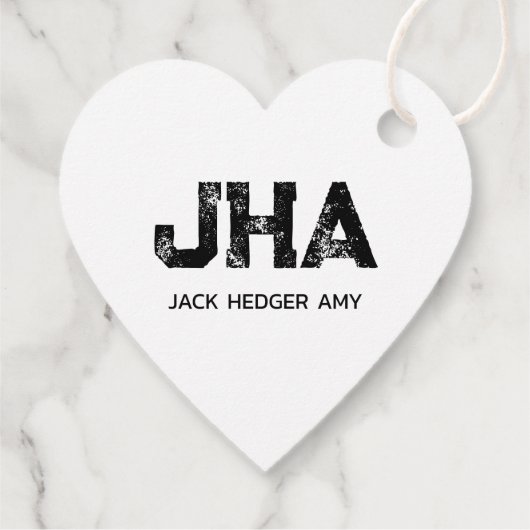 MINIMALIST BLACK THREE LETTER MONOGRAM NAME WHITE GESCHENKANHÄNGER (Rückseite)