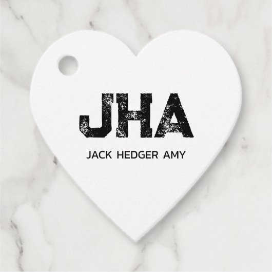 MINIMALIST BLACK THREE LETTER MONOGRAM NAME WHITE GESCHENKANHÄNGER (Vorderseite)