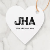 MINIMALIST BLACK THREE LETTER MONOGRAM NAME WHITE GESCHENKANHÄNGER (Rückseite)