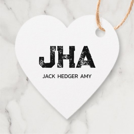 MINIMALIST BLACK THREE LETTER MONOGRAM NAME WHITE GESCHENKANHÄNGER (Rückseite)