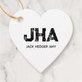 MINIMALIST BLACK THREE LETTER MONOGRAM NAME WHITE GESCHENKANHÄNGER (Vorderseite)