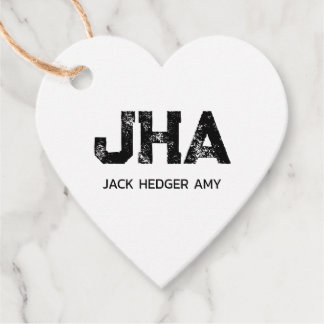 MINIMALIST BLACK THREE LETTER MONOGRAM NAME WHITE GESCHENKANHÄNGER