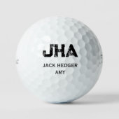 MINIMALIST BLACK THREE LETTER MONOGRAM NAME WHITE GOLFBALL (Vorderseite)