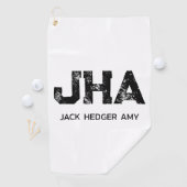 MINIMALIST BLACK THREE LETTER MONOGRAM NAME WHITE GOLFHANDTUCH (Insitu)