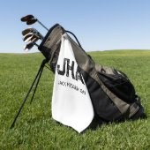 MINIMALIST BLACK THREE LETTER MONOGRAM NAME WHITE GOLFHANDTUCH (Gras)