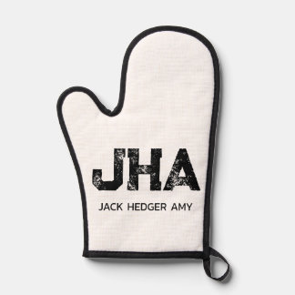 MINIMALIST BLACK THREE LETTER MONOGRAM NAME WHITE OFENHANDSCHUH