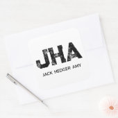 MINIMALIST BLACK THREE LETTER MONOGRAM NAME WHITE QUADRATISCHER AUFKLEBER (Umschlag)