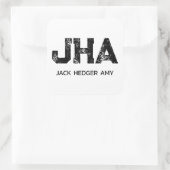 MINIMALIST BLACK THREE LETTER MONOGRAM NAME WHITE QUADRATISCHER AUFKLEBER (Tasche)