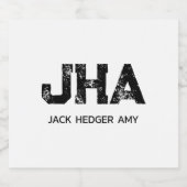 MINIMALIST BLACK THREE LETTER MONOGRAM NAME WHITE SCHAUMWEINETIKETT (Einzelnes Label)