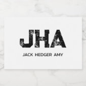 MINIMALIST BLACK THREE LETTER MONOGRAM NAME WHITE SCHAUMWEINETIKETT (Einzelnes Label)