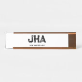 MINIMALIST BLACK THREE LETTER MONOGRAM NAME WHITE SCHREIBTISCHNAMENSPLAKETTE (Vorderseite )