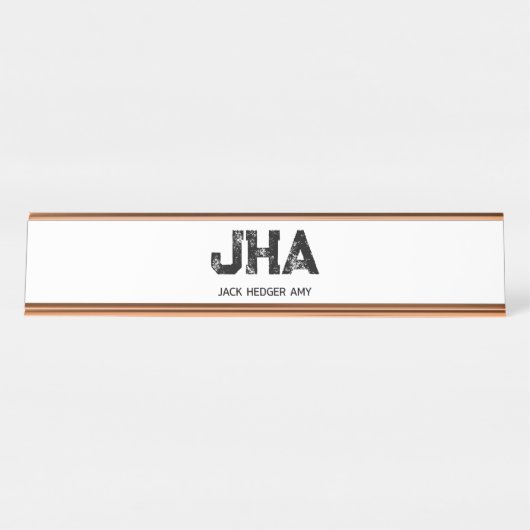 MINIMALIST BLACK THREE LETTER MONOGRAM NAME WHITE SCHREIBTISCHNAMENSPLAKETTE (Vorderseite )