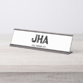 MINIMALIST BLACK THREE LETTER MONOGRAM NAME WHITE SCHREIBTISCHNAMENSPLAKETTE (Vorderseite )