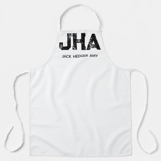 MINIMALIST BLACK THREE LETTER MONOGRAM NAME WHITE SCHÜRZE (Vorderseite)