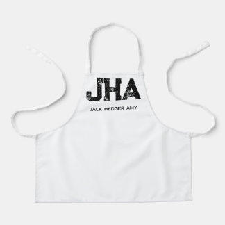 MINIMALIST BLACK THREE LETTER MONOGRAM NAME WHITE SCHÜRZE