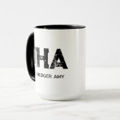 MINIMALIST BLACK THREE LETTER MONOGRAM NAME WHITE TASSE (Vorderseite Links)