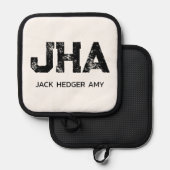 MINIMALIST BLACK THREE LETTER MONOGRAM NAME WHITE TOPFLAPPEN (Vorderseite/Rückseite)