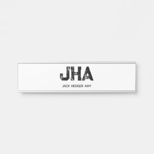 MINIMALIST BLACK THREE LETTER MONOGRAM NAME WHITE TÜRSCHILD (Vorderseite )