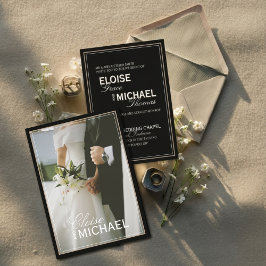 Minimalist Black Tie Formal Photo Wedding Einladung