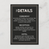 Minimalist Black Tie Formal Wedding Details Begleitkarte (Vorderseite)